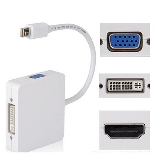 3 In 1 Thunderbolt Mini Display Port Mini DP Male To HDMI DVI VGA