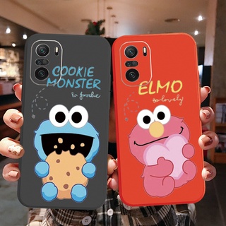 เคสโทรศัพท์มือถือ ขอบสี่เหลี่ยม ลาย Elmo Cookie Monster สําหรับ Xiaomi Redmi Note 10 Pro 9S 9A POCO X3 NFC M3 Pro 5G