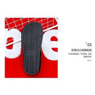 ภาพขนาดย่อของภาพหน้าปกสินค้า(SH-1-03) รองเท้าผ้าใส่เดินในบ้าน รองเท้าแตะ ชายและหญิง รองเท้ากันลื่นในบ้าน นิ่มใส่สบาย ลาย Supe-perm จากร้าน yuki.fashion บน Shopee ภาพที่ 6