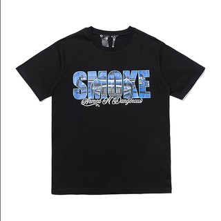 Vlone เสื้อยืดลําลองสําหรับผู้ชายผู้หญิงผ้าฝ้ายแขนสั้นคอกลมพิมพ์ลาย หลวมและสบาย