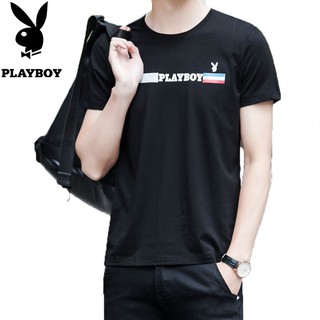 [S-5XL] Playboy เสื้อยืดลําลอง ผ้าฝ้าย แฟชั่นฤดูร้อน สําหรับผู้ชาย