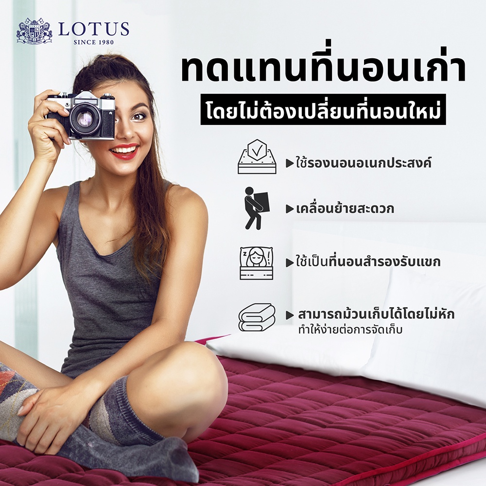 มุมมองเพิ่มเติมของสินค้า LOTUS ที่นอนยางพารา ลดอาการปวดหลัง Latex Made In Belgium สัมผัสนุ่ม แน่น กระจายแรงกดทับ ส่งฟรี