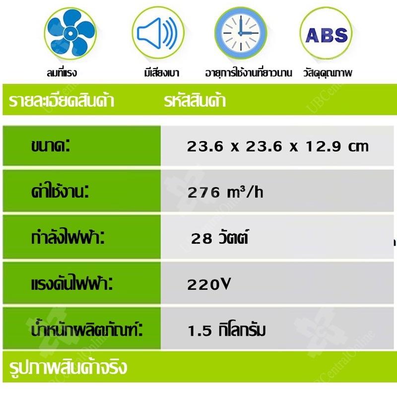 พัดลมดูดอากาศติดผนัง-6นิ้ว-พัดลมระบายอากาศ-พัดลมติดผนัง-ประเภทหน้าต่าง-การระบายอากาศ-เครื่องดูดอากาศ-central-รุ่นe046