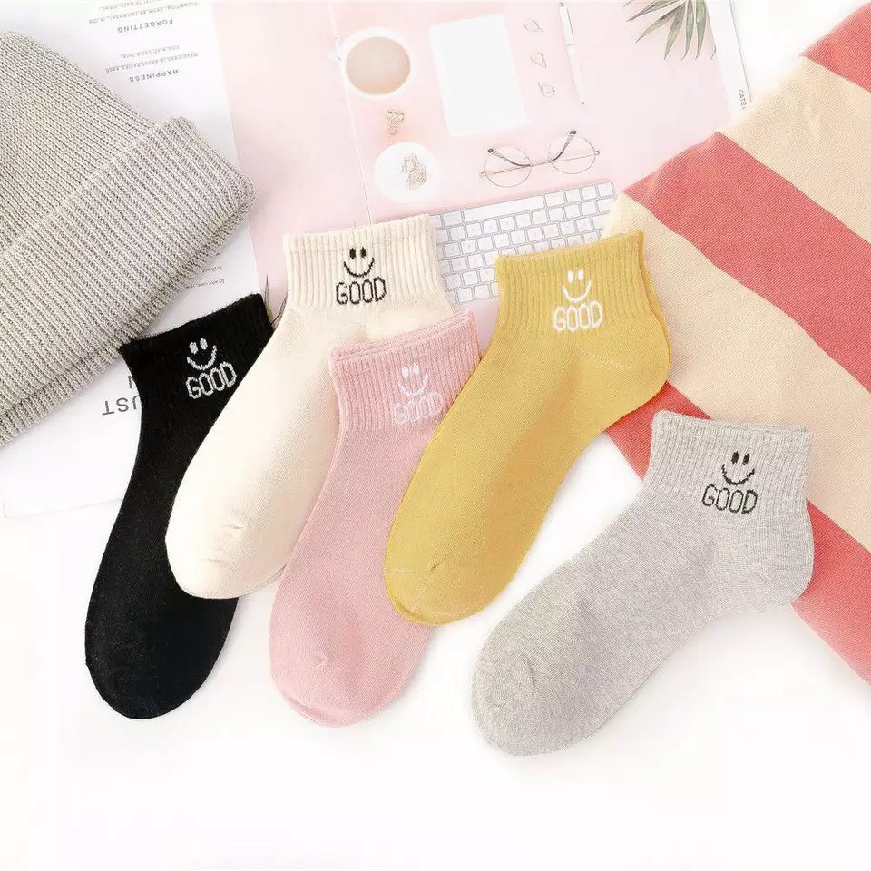 ภาพหน้าปกสินค้าถุงเท้าข้อสั้น ถุงเท้าเกาหลี (ลายGOOD ZA-5) มี4แบบให้เลือก ชาย / หญิง ( 1 แพ็ค 5คู่ / 5สี ) รุ่นZA จากร้าน sy_shop899 บน Shopee