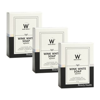 Wink White Soap สบู่วิงค์ไวท์ ผสมกลูต้า น้ำนมแพะ ช่วยทำความสะอาดผิว บำรุงผิว (80 g. x 3 กล่อง)