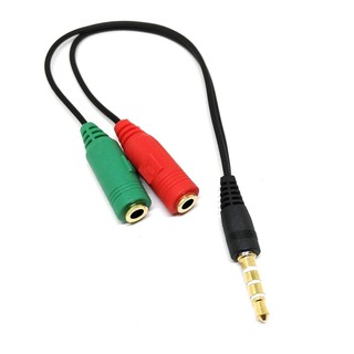 สายแปลง 3.5mm Jack Earphone+Microphone Audio Splitter 4 Poles Aux Extension Adapter Cable For Laptop PC Headphone