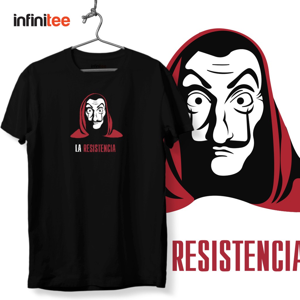 ไม่มีที่สิ้นสุด-money-heist-la-resistencia-netflix-shirt-in-black-เสื้อยืด-สำหรับผู้ชาย-women-unisex-t-shirt-mnl
