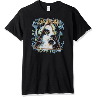 คอลูกเรือเสื้อยืดคอกลม เสื้อยืดลําลอง ผ้าฝ้าย แขนสั้น ทรงหลวม ลาย Trevco s Def Leppard Hysteria สําหรับผู้ชาย