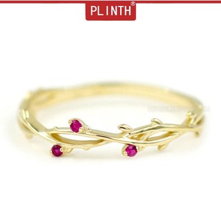 PLINTH แหวนทองคำ 24K หมั้นคอรันดัมสีแดง486