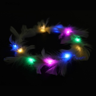 PetKing☀ LED Luminous Feather Wreath Headband Garlands Girls Light Up Hair Wreath Gifts .