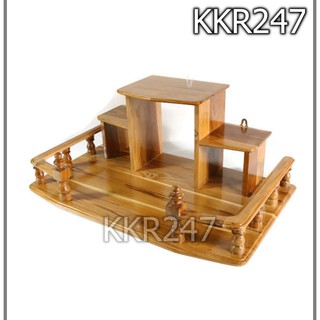 KKR247 หิ้งพระไม้สักทองติดผนัง หิ้ง/ชั้นวางพระ ทรงโมเดิร์น ขนาด 60*36 ซม. สีเคลือบ ราคาส่ง