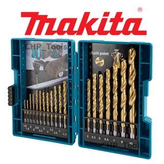 MAKITA D-70471 ชุดดอกสว่านเจาะเหล็กเคลือบไทเทเนียม เจาะแสตนเลส 18 ดอก/ชุด ดอกสว่าน สว่าน