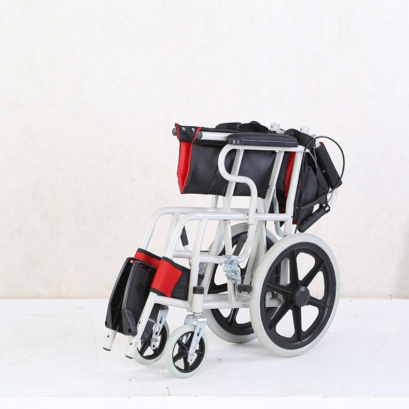 วีลแชร์พับได้-รถเข็นผู้ป่วย-เก้าอี้รถเข็น-wheelchair-เบาะรังผึ้งสีน้ำเงิน-เหมาะสำหรับผู้สูงอายุ-ผู้ป่วย-คนพิการพับเก็บได