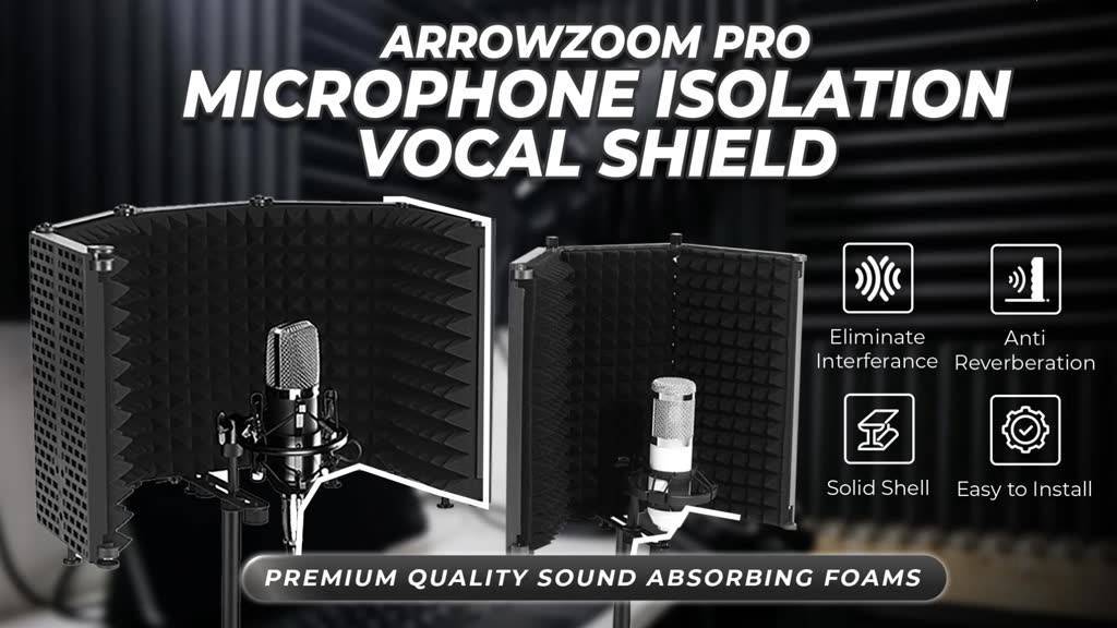 arrowzoom-pro-ไมโครโฟนแยก-vocal-shield-พร้อมไมโครโฟนแบบเกลียว-แผ่นกรองแสงสะท้อนแผ่นกรองเสียงสำหรับบันทึกเสียง-พอดคาสต์-ร้องเพลง-kk1245-kk1246