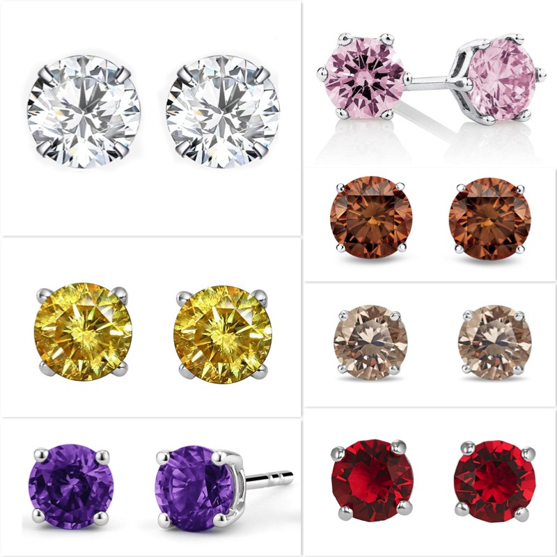 ภาพสินค้าต่างหูเพชรชมพู เพชรสวิส CZ : Pink gems เม็ดกลม 4-5 mm. ต่างหูพลอย ต่างหูคริสตัล Malai Gems จากร้าน malaigems_official บน Shopee ภาพที่ 3