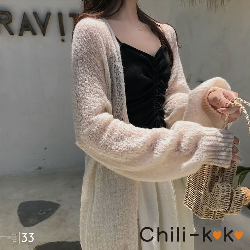 ภาพหน้าปกสินค้าChili_k ️k ️ 283 เสื้อคลุม ระบายอากาศได้ดี แฟชั่นใหม่ ชนิดถักหลวม ๆ รุ่นตัวยาว สไตล์เกาหลี จากร้าน chili_koko บน Shopee