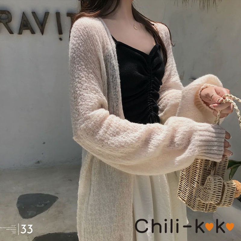 chili-k-k-283-เสื้อคลุม-ระบายอากาศได้ดี-แฟชั่นใหม่-ชนิดถักหลวม-ๆ-รุ่นตัวยาว-สไตล์เกาหลี