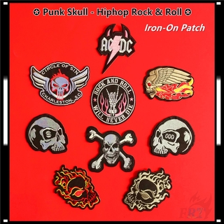 Punk Skull - Hip Rock &amp; Roll - On Patch อาร์มติดเสื้อ 1 ชิ้น