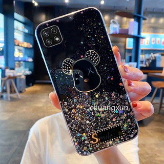 Hot Sale เคสโทรศัพท Samsung Galaxy A22 A32 A52 A72 4G 5G A02 A02s เคส Starry Sky Glitter Cartoon Bear Phone Case TPU Protective Back Cover