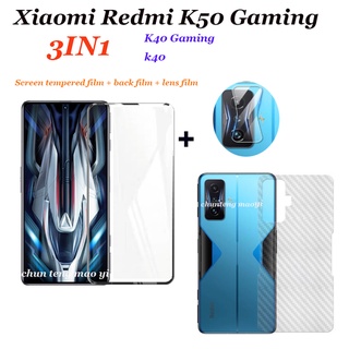 3in1 สําหรับ Xiaomi Redmi K50 หน้าจอเกม กระจกนิรภัย + ฟิล์มเลนส์กล้อง + ฟิล์มด้านหลัง