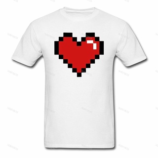 เสื้อคู่ เสื้อสาวอวบ - เสื้อยืดผู้ชายปี 2022 Pixel หัวใจเสื้อยืดคอเสื้อยืดคอเสื้อยืดเสื้อยืดผ้าฝ้าย