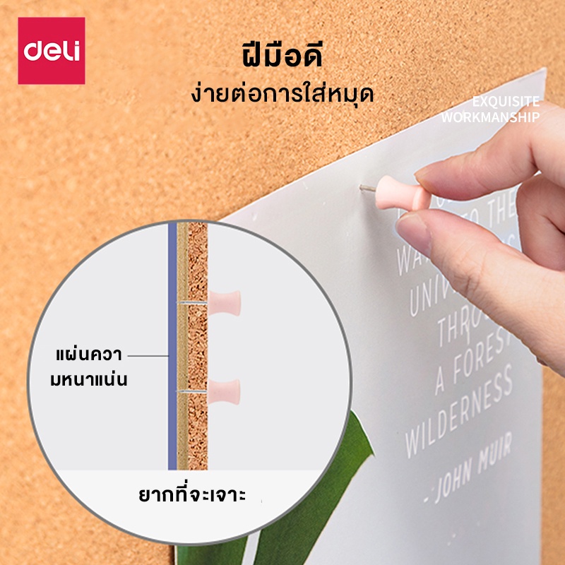 deli-กระดานไม้ก๊อก-กระดานแฮนเมด-บอร์ดติดประกาศ-กระดานติดรูป-คุณภาพดี-ขนาด-25-34-30-40-ซม-cork-board