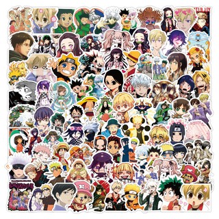สินค้า 100/50/25/10PCS Hot Mixed Anime Sticker My Hero Academia Demon Slayer Stickers Black and White Decals to Laptop Skateboart Guitar Luggage
