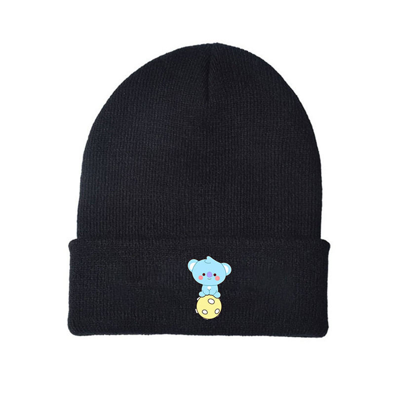 kpop-bts-หมวกถัก-bt21-หมวกเวอร์ชั่นเกาหลี-รักษาความอบอุ่น-หมวกป้องกันความเย็น