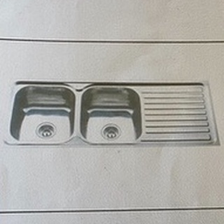 อ่างล้างจาน ก120 xย50xส17 cm สแตนเลส อ่างซิงค์ 2 หลุม  มีที่พัก / ไม่มีขาตั้ง