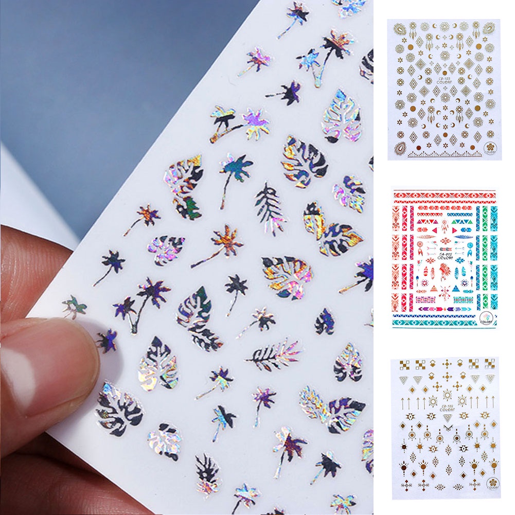 daixiong-fashion-coconut-tree-leaf-laser-nail-art-sticker-manicure-diy-decal-foil-decor