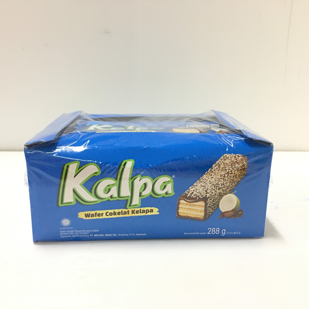 kalpa-wafer-coklat-kelapa-คาลพา-เวเฟอร์สอดไส้ครีมเคลือบช็อกโกแลตและมะพร้าว-24-กรัม-บรรจุ-12-ชิ้น