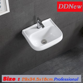 อ่างล้างหน้าเซรามิกทรงสี่เหลี่ยมมุมโค้งแบบแขวน29*34.5*18(Hanging basin DD209)