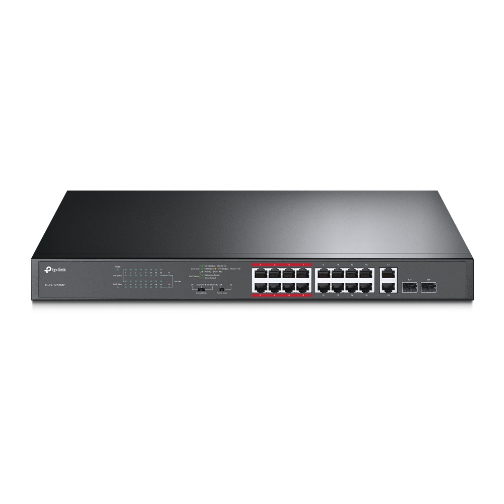 tp-link-sl1218mp-16-port-10-100-mbps-2-port-gigabit-rackmount-switch-with-16-port-poe-ของแท้-ประกันศูนย์ตลอดอายุการใช