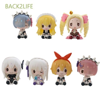 BACK2LIFE 7pcs/set Doll ornaments PVC Toy Figures Figurine Model Miniatures Anime Q Version Gifts Collectible Model Rem Ram Figures Re:life In A Different World From Zero