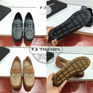 F.A ว่าแท้100% รองเท้าผู้ชาย Coach New Mens Loafers Peas Shoes Fashion Mens Casual Shoes MOTT boat shoes กันลื่น