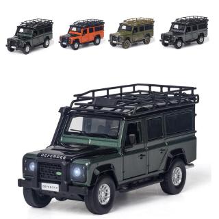 1:32 Land Rover Defender SUV โมเดลรถเหล็กโมเดลรถยนต์เสียงรถลากคอลเลกชันรถยนต์ของเล่น Diecast Vehicles Car Model