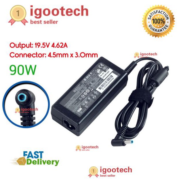 HP/Compaq Adapter 19.5V/4.62A (หัวเข็ม blue/4.5*3.0mm) - Black | Shopee ...