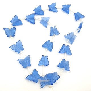 ลูกปัดแก้วรูปทรงผีเสื้อ (Glass Crystal Butterfly 12x16 mm สีน้ำเงิน (LZ-0526)