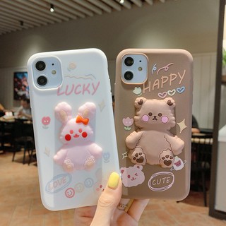 เคสโทรศัพท์มือถือ Tpu ลายการ์ตูนกระต่ายหมี 3 มิติสําหรับ Samsung Galaxy S20 Fe S21 Note 20 Ultra 10 S10 S9 Plus