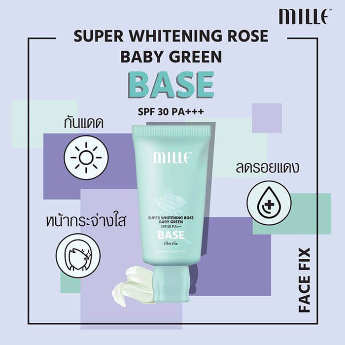 ถูกที่สุด-mille-super-whitening-rose-baby-green-base-spf30-pa-face-fix-30g