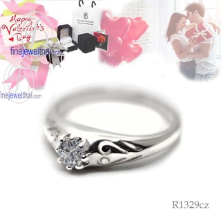 Finejewelthai-แหวนวินเทจ-แหวนเพชรCZ-แหวนเงินแท้-Vintage-Diamond-CZ-Silver-Ring-Valentine Gift95