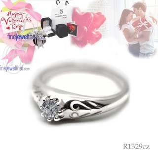 Finejewelthai-แหวนวินเทจ-แหวนเพชรCZ-แหวนเงินแท้-Vintage-Diamond-CZ-Silver-Ring-Valentine Gift95