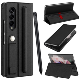 Samsung Galaxy Z Fold3 5G Leather Magnetic Case with Inner S Pen Slot For Z Fold 3 W22 Protective Cover