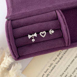 จิวหูสีเงิน silver piercing ใส่อาบน้ำได้ (Ribbon, Heartbeats, moon&amp;star)