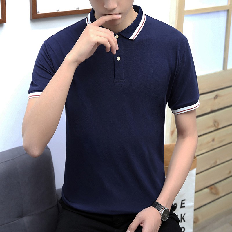 4สี-mens-polo-shirt-short-sleeve-polos-เสื้อโปโลผู้ชายสีบริสุทธิ์แบบธรรมดา