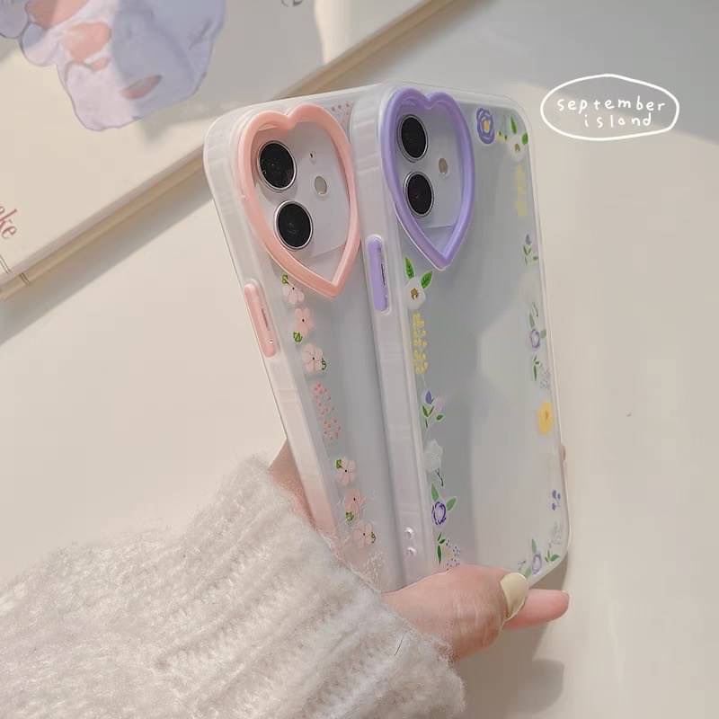 พร้อมส่งในไทย-เคสโทรศัพท์-เคสใส-เคสมือถือ-เคส-tpu-เคสนิ่ม-เลนส์หัวใจขอบม่วง-เลนส์หัวใจขอบชมพู