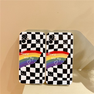 เคสโทรศัพท์มือถือ ซิลิโคน ลายตาราง สีรุ้ง สําหรับ OPPO A95 A76 A96 A3S A12E A5S A7 A12 F9 F11 PRO A31 A53 A33 A5 A9 2020 A15 A15S A16 A52 A92 F1S A54 A83 A1K A93 A94 4G A37 A71 A16K A74 5G