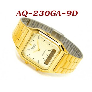 Casio นาฬิกาข้อมือผู้ชาย นาฬิกาข้อมือผู้หญิง รุ่น AQ-230GA-9D Gold ของแท้ รับประกัน1ปี AQ-230GA-9