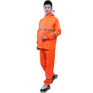 New Alitech ชุดกันฝน เสื้อกันฝน มีแถบสะท้อนแสง รุ่น หมวกติดเสื้อ Waterproof Rain Suit