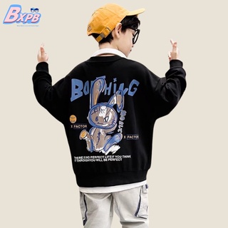 Bxpb เสื้อกันหนาวลําลอง แขนยาว คอกลม พิมพ์ลาย สไตล์เกาหลี แฟชั่นฤดูใบไม้ร่วง